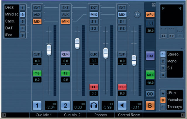 blank Cubase 4's control room.
